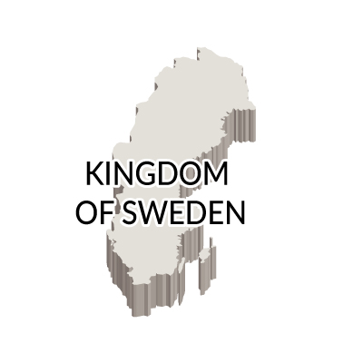 スウェーデン王国無料フリーイラスト｜英語・立体(白)